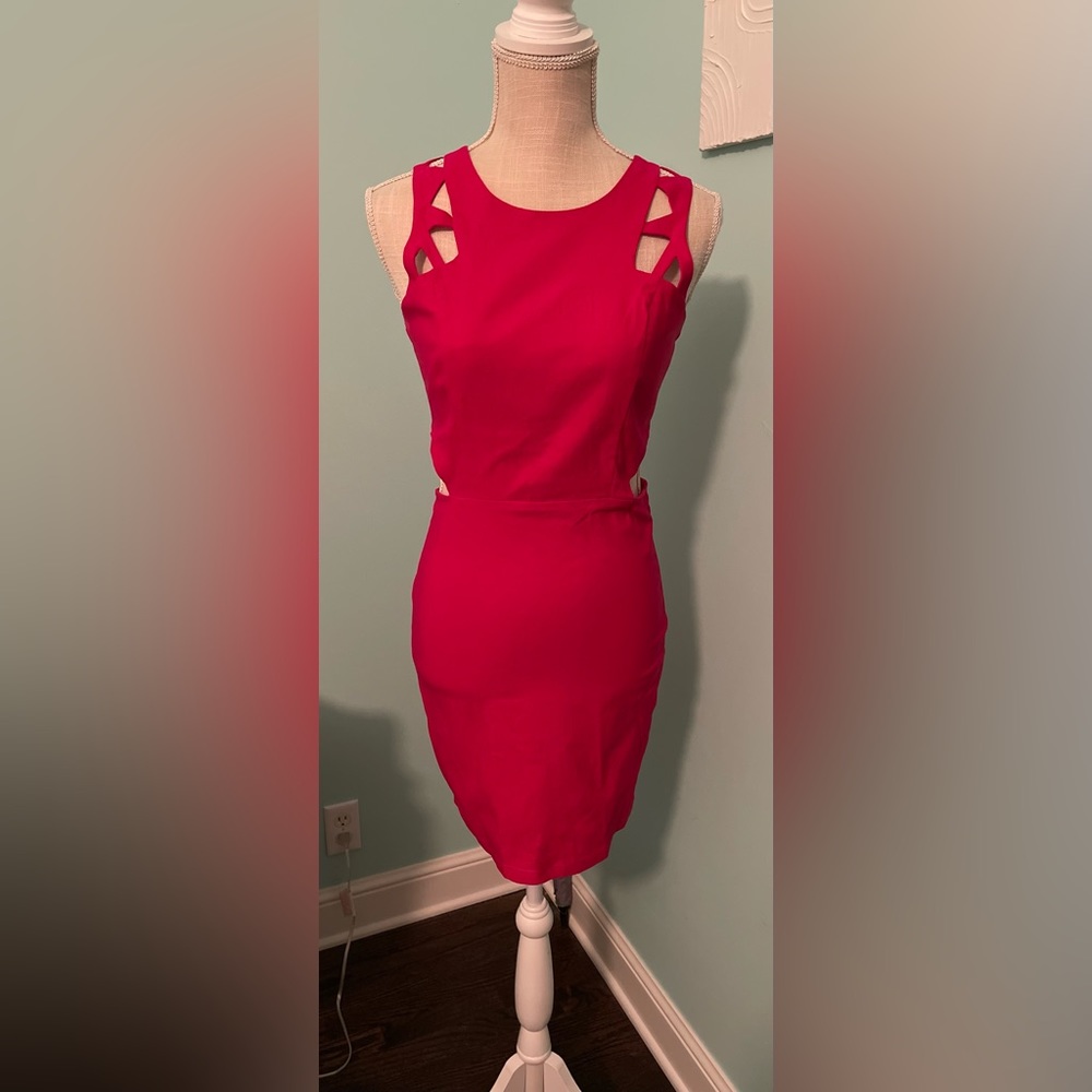 Jealous Tomato - fabulous bright raspberry cutout dress- Size M - Picture 2 of 6